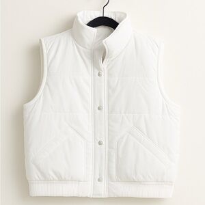 NIP Women’s White Puffer Vest Coat XXL | Quilted Zip Front High Collar